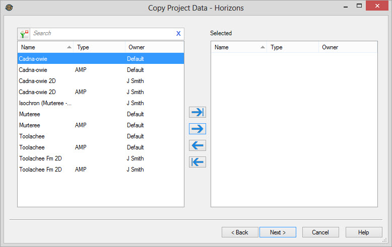 Copy Project Data: Horizons