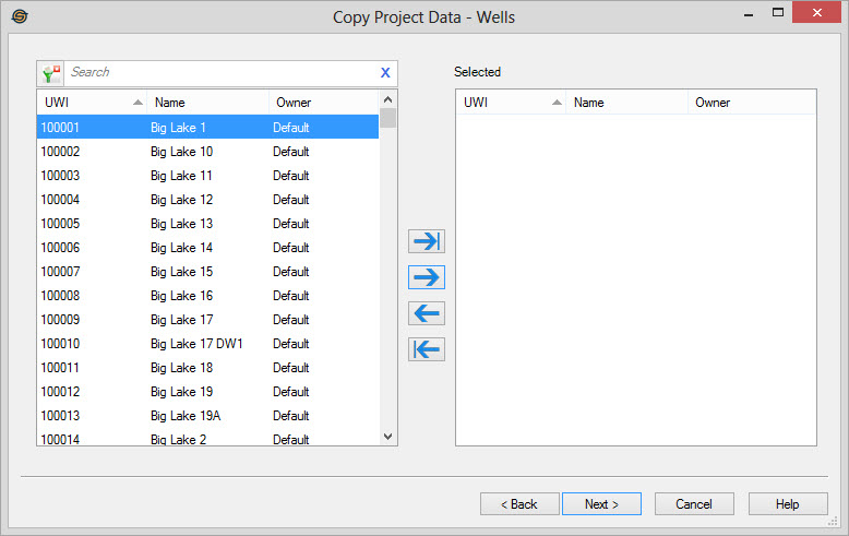 Copy Project Data: Wells