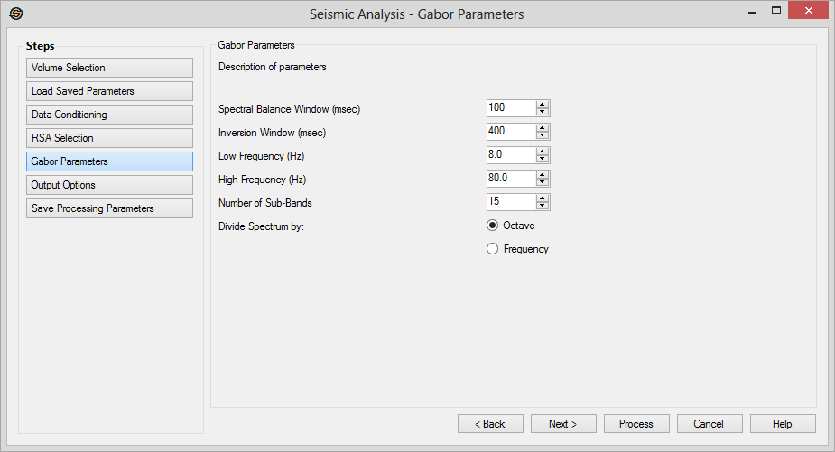 Gabor Parameters screenshot